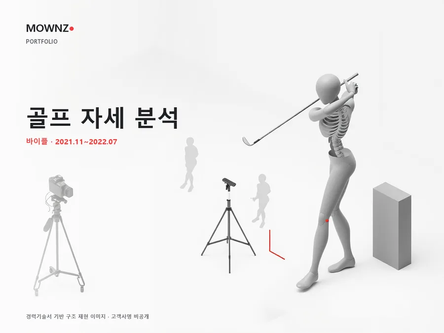 골프 스윙 자세 분석 프로젝트 표지 — 경력기술서 기반 구조 재현 이미지, 고객사명 비공개